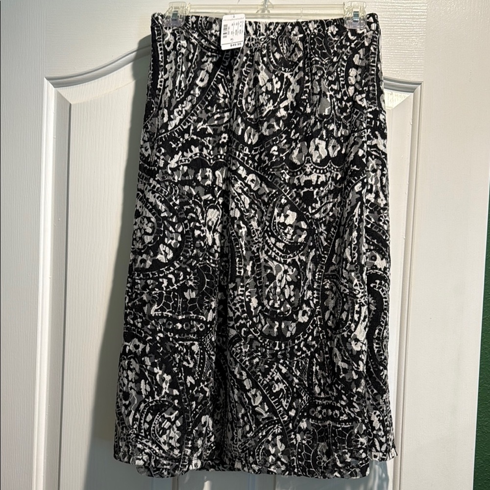 Christopher & Banks Black and White Pencil Skirt Knee-Length